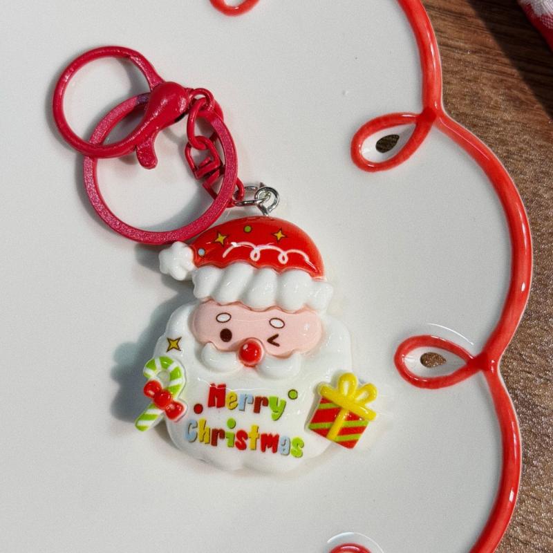 Cute Christmas Keychain Cartoon Santa Claus Christmas Tree Pendant Backpack Hanging Decoration For Women Men Year Gift
