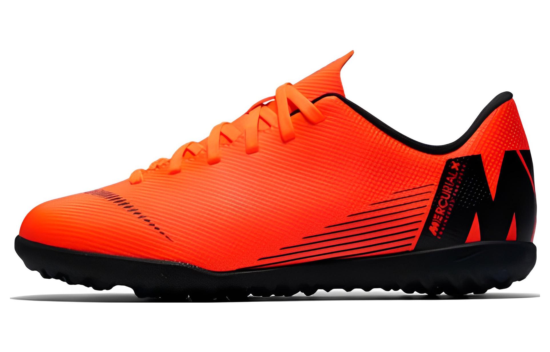 

Nike Mercurial Vapor 12 Club Turf Slip Resistant Cushioning Low top Kids Soccer Shoes Orange Black Kids AH7355-810 38.5