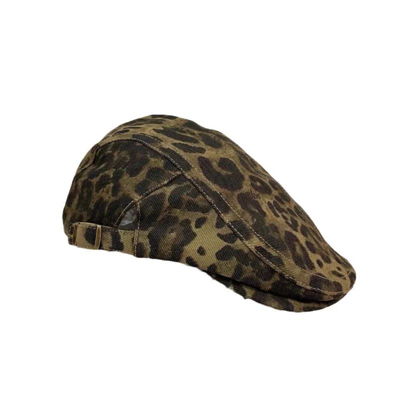 Retro Old Leopard Print Forward Hat Female Cool Sa Retro Spice Girl Niche Fashionable Versatile Face Small Cap