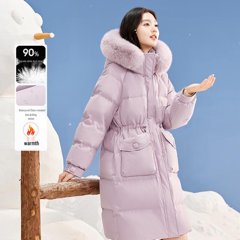 Xiangying Women s Taro Purple Hooded Down Jacket L