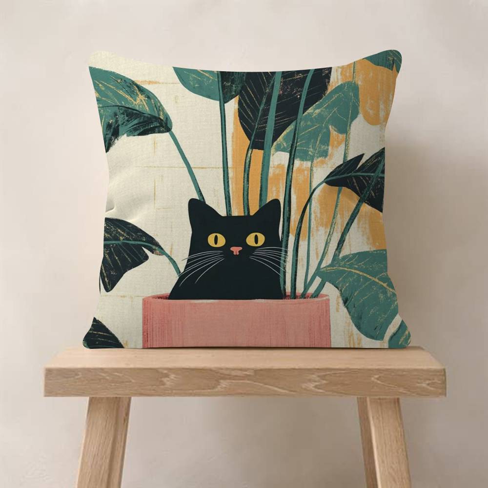 Fodera per Cuscino Gatto Camera da Letto Verde Artistico e Fodera per Cuscino Divano Decorazione Stanza Casa Regalo per Bambini