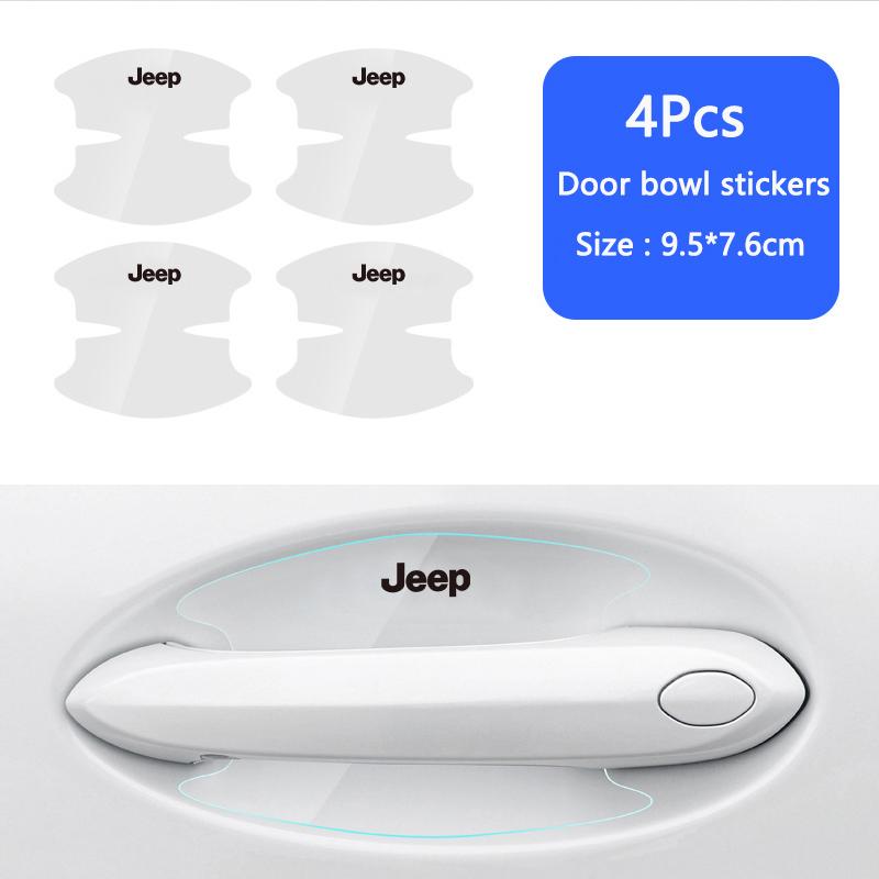 Car Door Handle Protective Film Transparent Anti-Scratch Sticker For Jeep Wrangler Grand Cherokee Wk2 Avenger Compass Gladiator AMV1