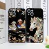 Chinese Style Cartoon Animal Marble Texture Phone Case for iPhone 17 16 12 11 14 Plus 13 14 15 Pro Max Mini X Floral Soft Cover