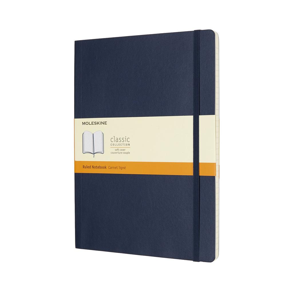 Moleskine Notebook Classic Notebook Soft Cover Lined XL Size wide x 25cm Sapphire Blue QP621B20 (19cm long)