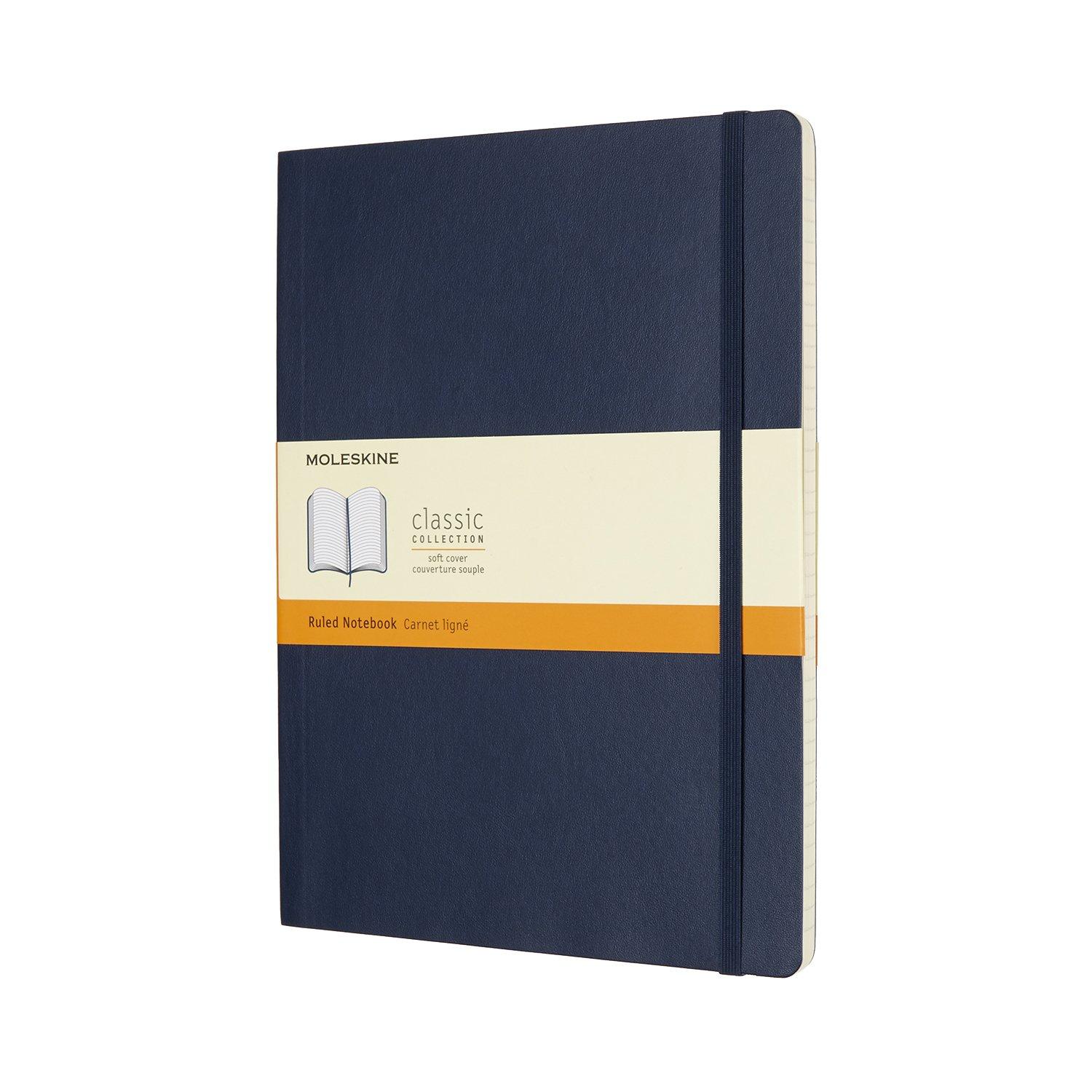 

Moleskine Notebook Classic Notebook Soft Cover Lined XL Size wide x 25cm Sapphire Blue QP621B20 (19cm long)