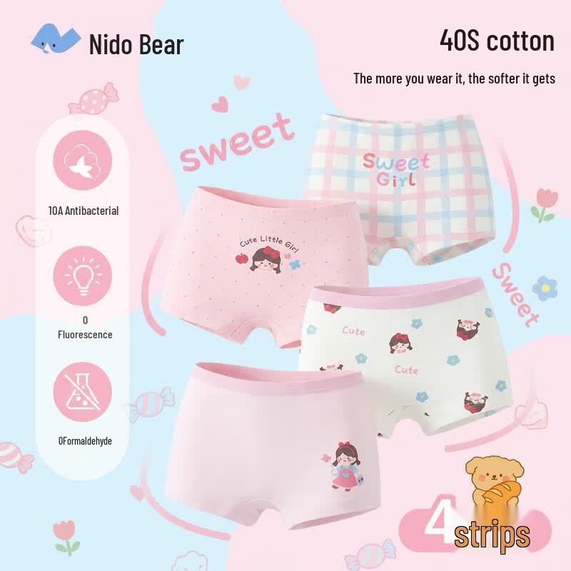 Nidobear Girls  Cotton Boxer Briefs L