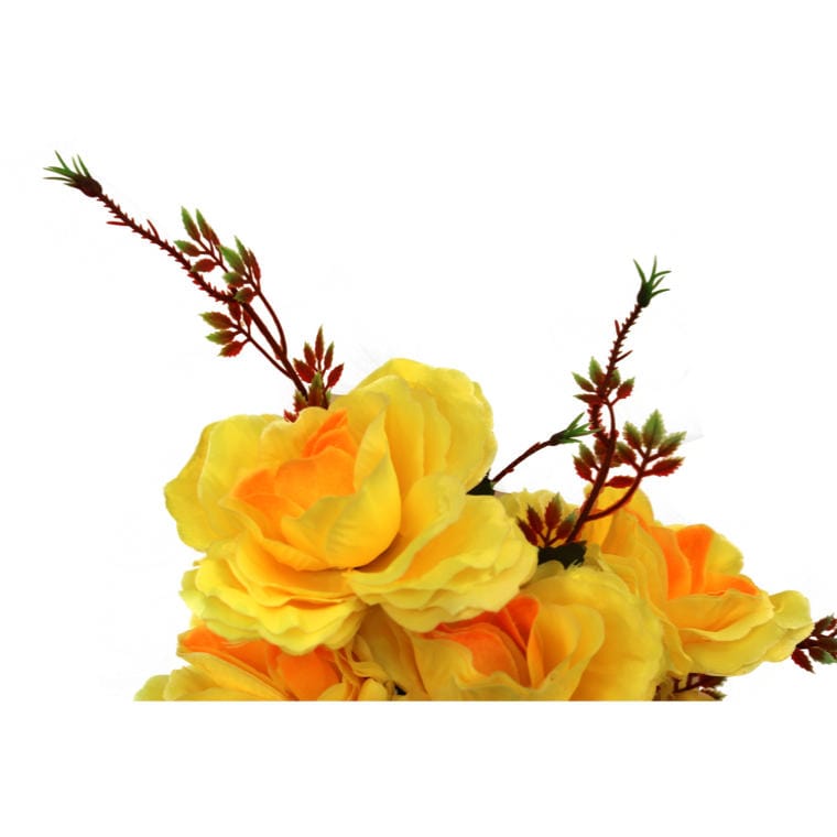 Bouquet of 7 ROSES, Artificial Flower, Yellow, 70 CM