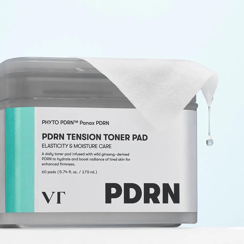 VT COSMETICS PDRN Тонизирующие диски для упругости кожи 60 дисков 170 мл Растягивающаяся веганская ткань Женьшень PDRN Сквалан Керамид Гиалуроновая кислота Укрепляющие тонизирующие диски