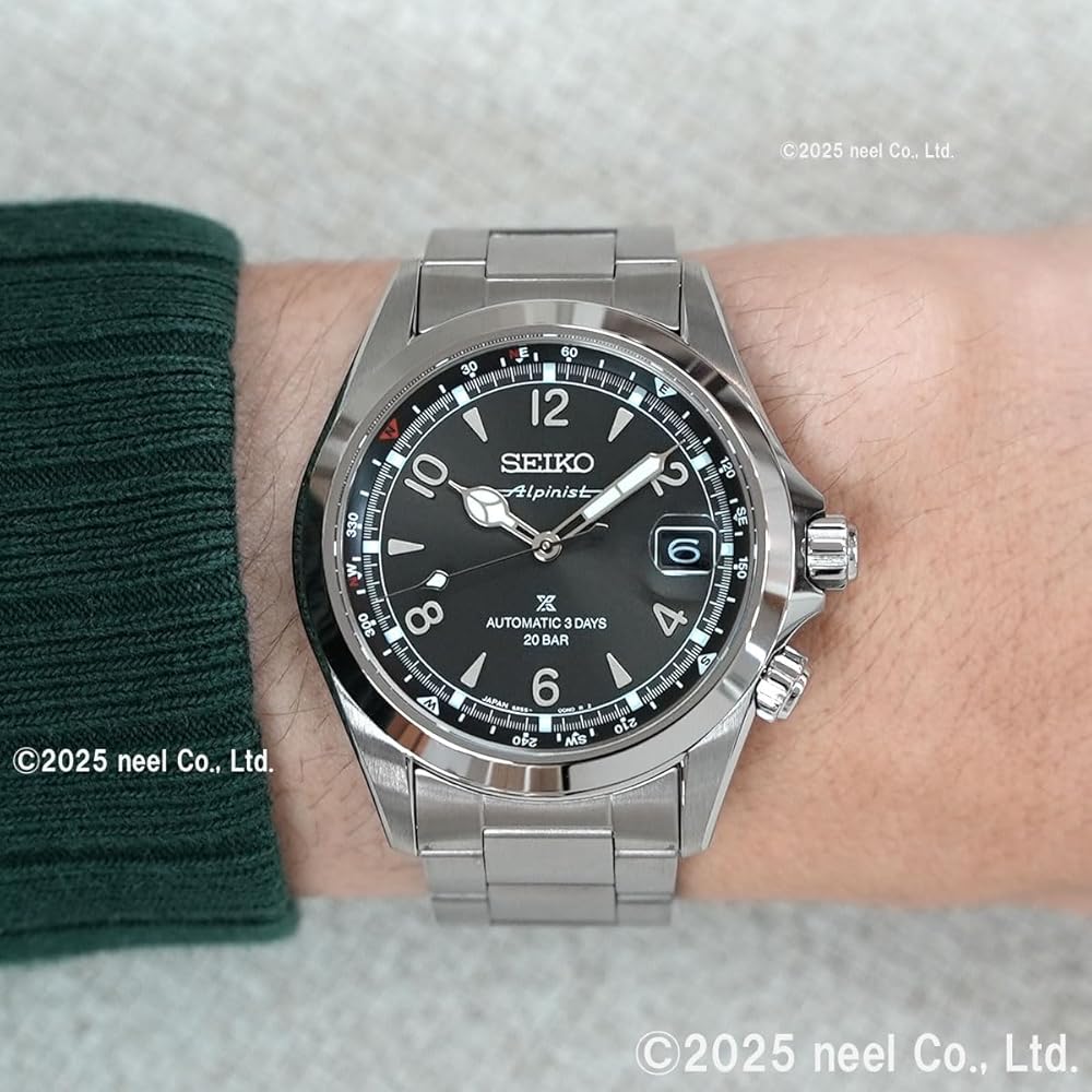 Seiko Prospex Alpinist Mechanical Automatic Watch Men's SBDC209 200m Water Resistant Stainless Steel Black Dial