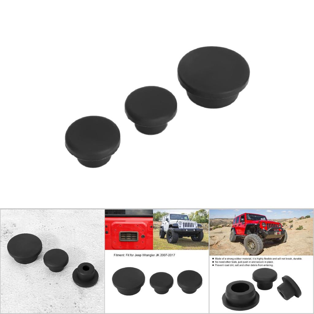 3Pcs Tailgate Rubber Plug Fit for Jeep Wrangler JK 20072017 Car Accessories