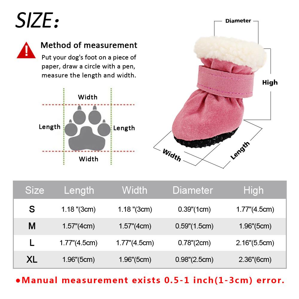 4pcs Winter Dog Pet Shoes Anti-slip Snow Boots for Small Dogs Thick Cat Puppy Shoes Socks Pet Boots for Chihuahua Yorkshire