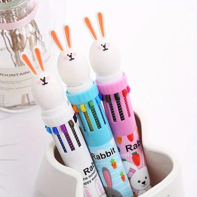 Easter School Season 10pcs 0.5mm Color Ballpoint Pen Creative Ten-color Ballpoint Pen Cute Stationery Rabbit Multi-color Pen Hand Account Pen