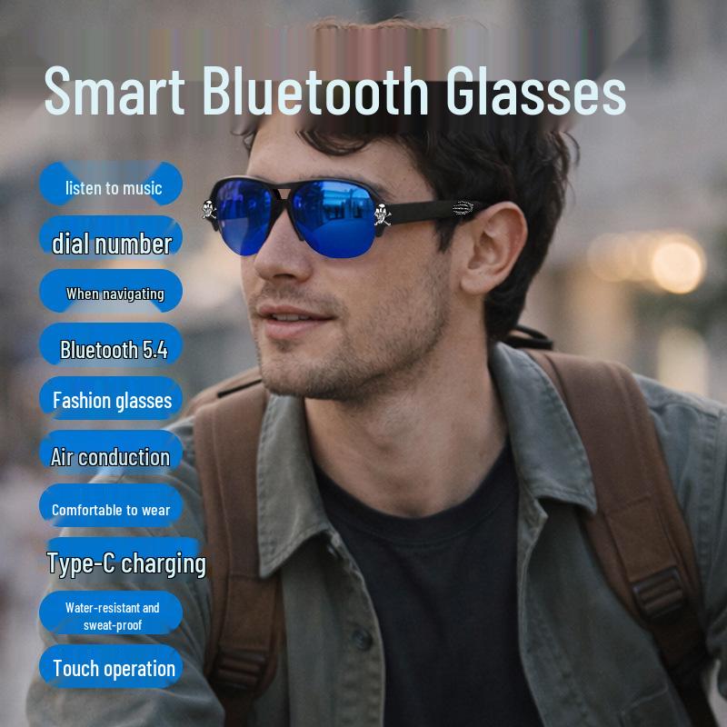 Trendy Unisex Bluetooth Glasses: Wireless Calling, Anti-Blue Light, High-Definition Sound Quality