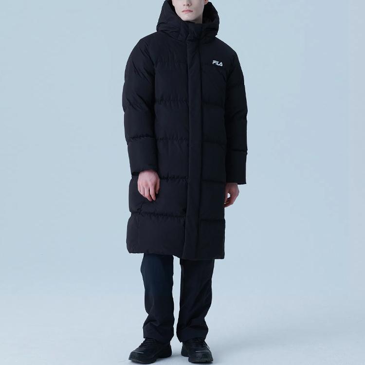 Fila Uformell Løs Glidelås Bokstavtrykk Hette Dunjakke Uten Logo Unisex Yttertøy Svart FS2DJG4104X-BBK