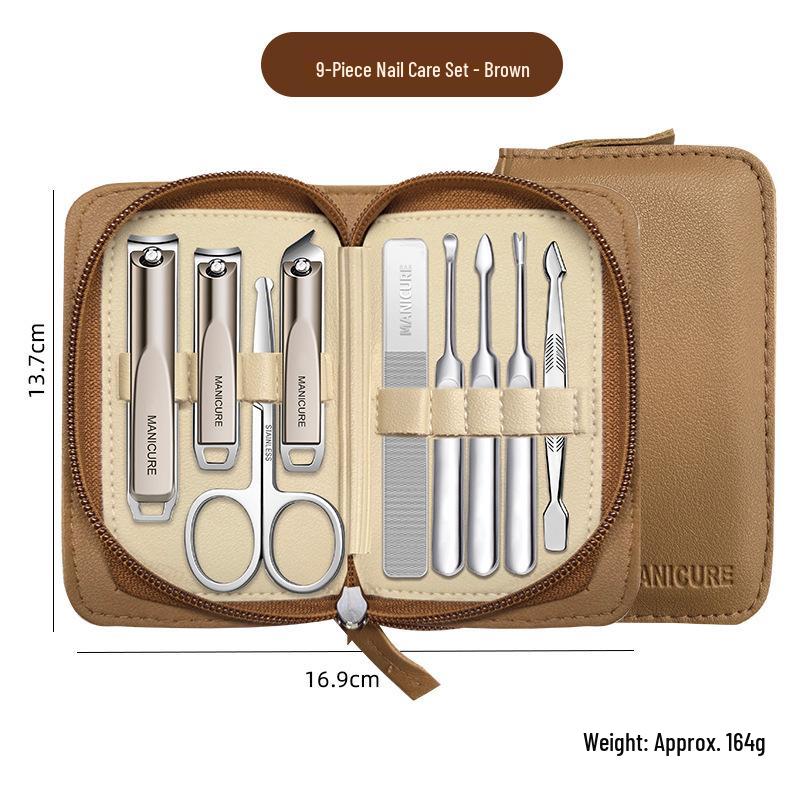 9-Piece Portable Manicure Set: High-Quality Nail Clippers for Home Use 9-Piece Manicure Set