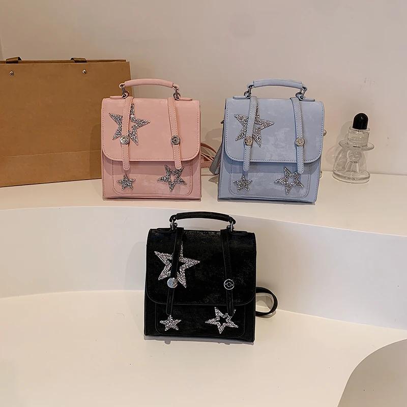 Solid zipper inner bag for women Flap PU backpacks internal compartment high-quality bags fashion