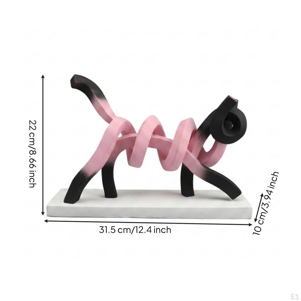 Abstract Cat Figurine with Base | Resin, for Bookshelf