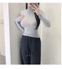 Korean Dongdaemun Women's Slim-Fit Cashmere High Neck Long Sleeve T-Shirt - Soft, Smooth, and Figure-Flattering
