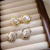 Korean Gold Hollow Pearl Stud Earrings For Women Vintage Elegant Irregular Temperament Earrings Wedding Jewelry Brincos
