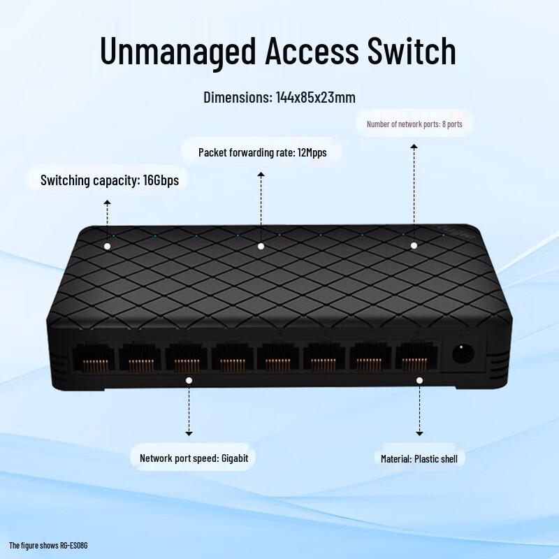 Ruijie RG-ES08G 8-Port Gigabit Unmanaged Desktop Switch