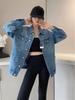 Hong Kong Style Retro Washed Women's Denim Jacket - 2025 Spring/Autumn Loose Casual Fashion Top