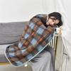 Multi-function Plaid Wearable Blanket Thicken Fleece-lined Casual Office Blanket with Button Soft Home Shawl Blanket Winter