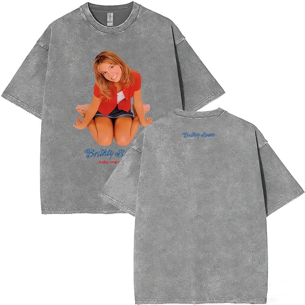 Washed Vintage Britney Spears Oops I Did It Again Graphic T Shirts Men Women Casual Oversized Short Sleeve Tshirts Streetwear