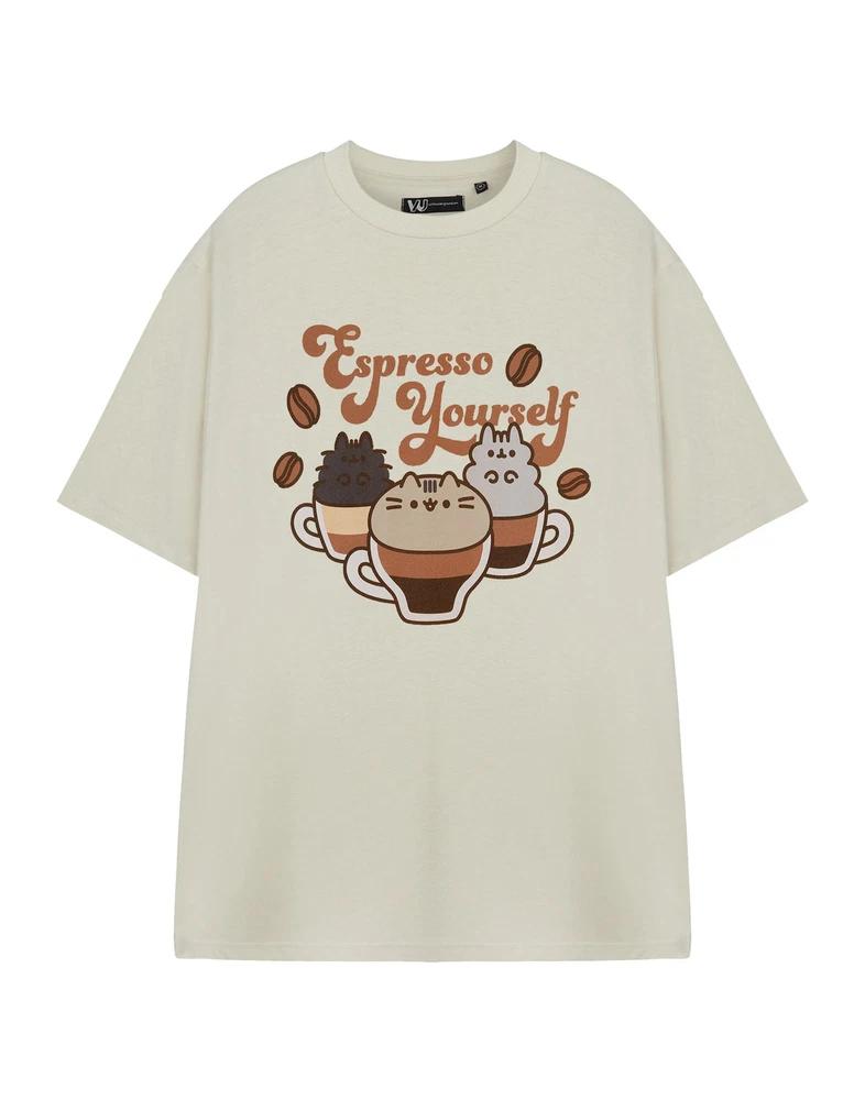 Pusheen Short Sleeved TShirt womens Oatmeal Official Merch M