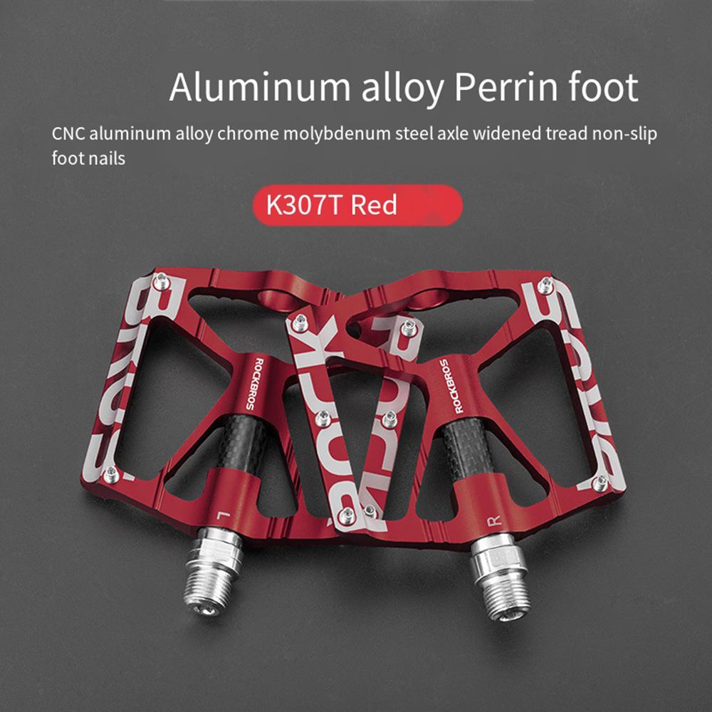 ROCKBROS Road Mountain Bike Bicycle Pedals, Anti-Slip Aluminum Cycling Pedal, Night Time Reflective Universal Threaded Port
