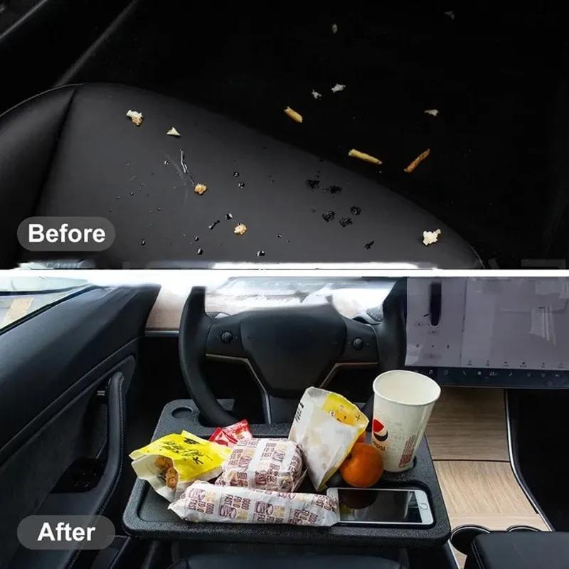 Car Travel Table Laptop Desk for Tesla Model 3 X S Y Multifunctional Steering Wheel Table Eating Notebook Holder Accessories