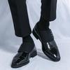 Herren Allwetter Spitz zulaufende Britische Leder Patchwork Slip-On Lässige Formelle Schuhe