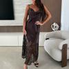 Abito Lungo Sexy in Pizzo da Donna Moda Raso Scollo a V Giuntura Abito da Sera per Feste 2026 Nuovo Caldo Donna Senza Maniche Abiti Eleganti