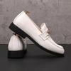 Novedad Zapatos de Vestir de Boda para Hombre con Botón de Metal Blanco Negro Zapatos Planos Casuales para Hombre Mocasines para Regreso a Casa Baile Zapatillas Hombre