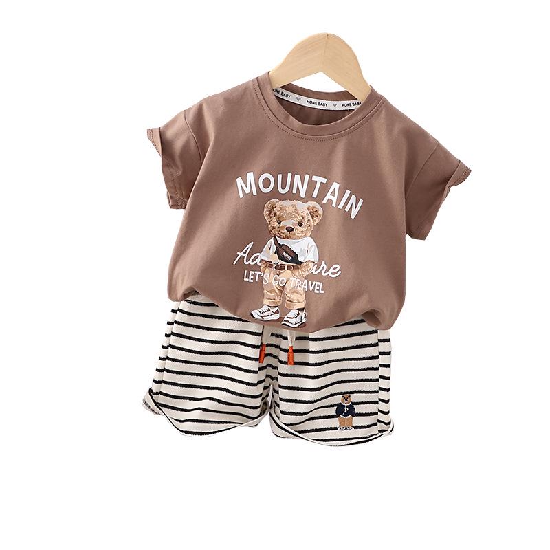 Boys' Cartoon Summer Sports Two-Piece Suit, Short Sleeve, 2023 for Small and Medium Children