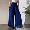 Women Pants Elastic High Waist Wide Leg Loose Fit Casual Trousers Summer Chiffon Long Pants Work Travel Daily