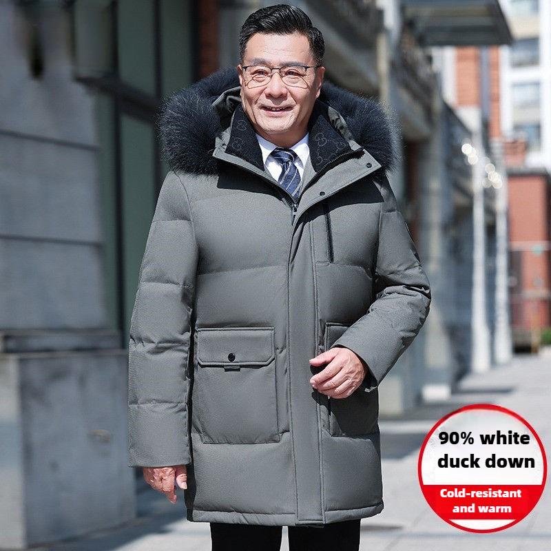 Winter Thick Down Jacket for Middle-aged and Elderly Men White Duck Down Jacket