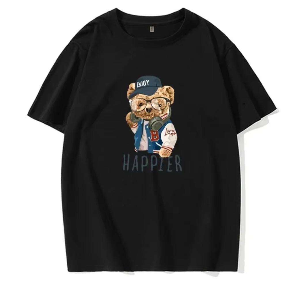 

Teddy Bear Cool Letter Pattern T-shirt Creative Unisex Street Clothing Top Summer Men s Clothing Fashion T-shirt Women s T-shirt XXXXXL чёрный