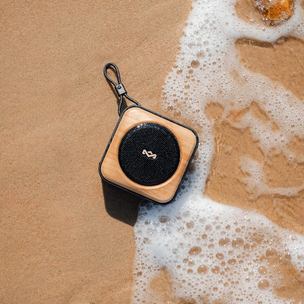 The House of Marley Wireless Portable Waterproof Speaker ROOTS Signature Black Compact Up To 10 Hours Continuous Playback IP67 Dustproof Waterproof