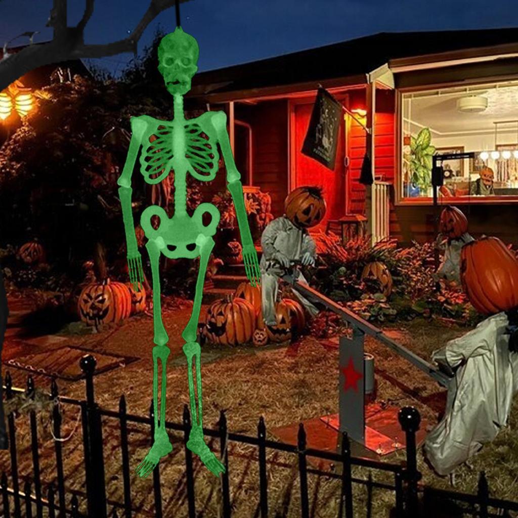 Skeleton Decor 5 Ft Glow In The Dark Skull Bones Halloween Hangable Skeleton Decorations For Party Yard Garden Wall Haunted