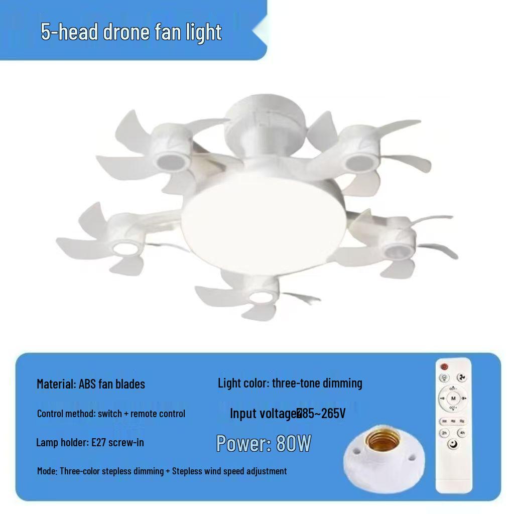 E27 Drone Ceiling Fan Light: Silent ABS Integrated Chandelier with Frequency Conversion