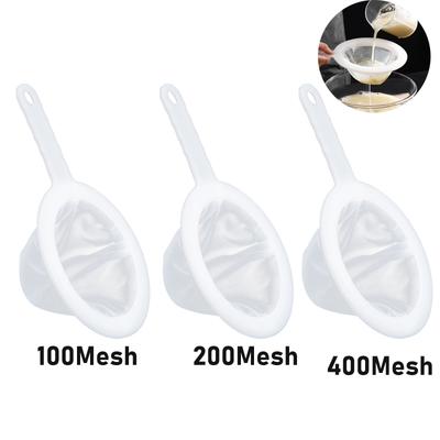 100/200/400 Mesh Yıkanabilir Naylon Ultra İnce Filtre Mesh Süzgeç Kaşık Süzgeç Soya Sütü Meyve Suyu Kahve Çay Filtresi Mutfak Süzgeci