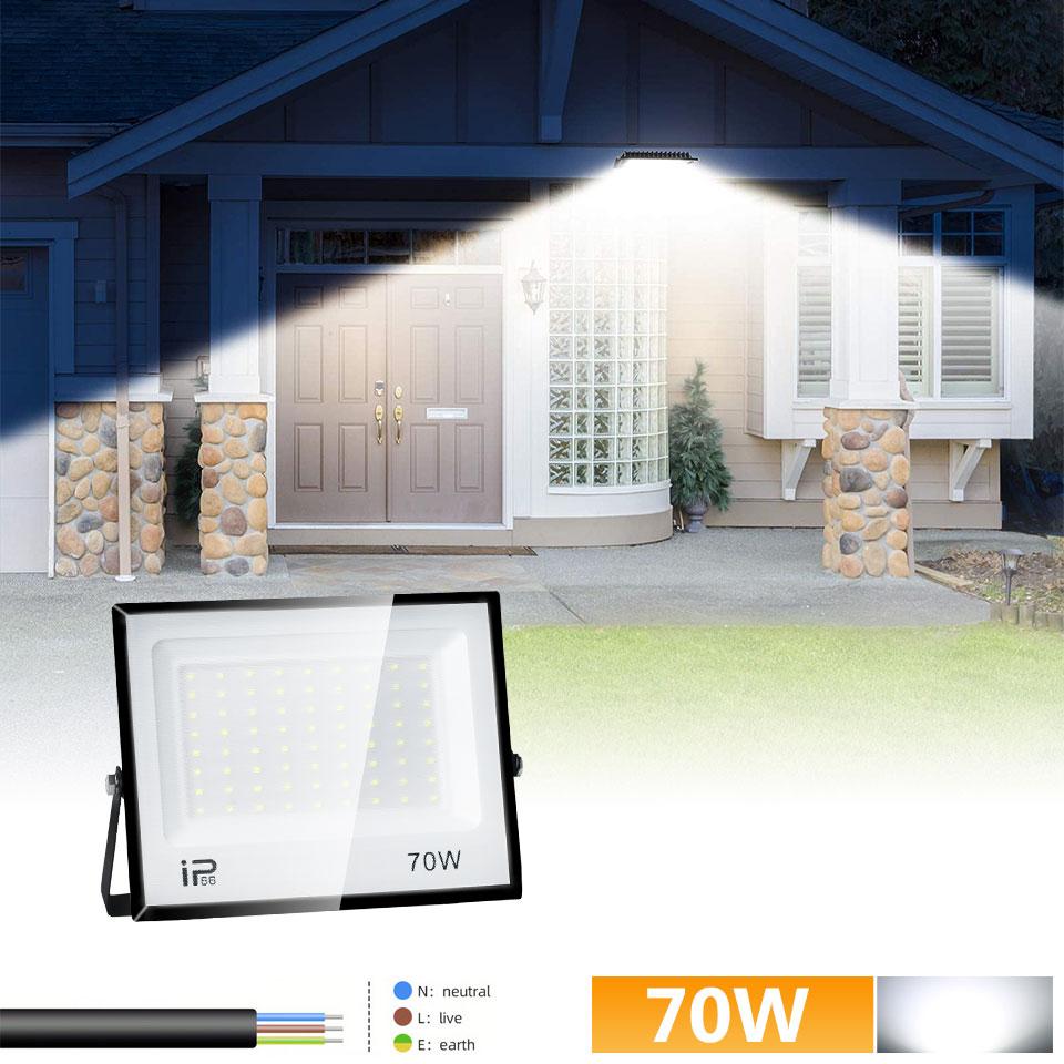 LED Floodlight AC110V/220V 20/30/50/70/100/150/200/300W Aluminum For Outdoor Lighting IP66 Waterproof Garden Courtyard Lamp