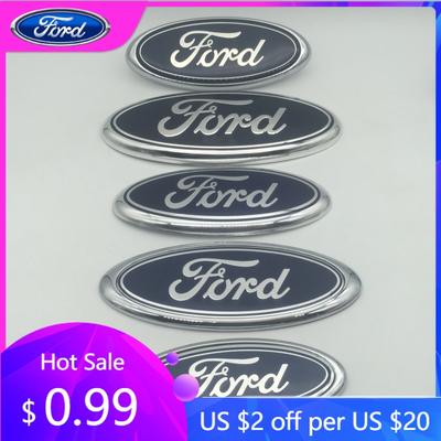 Adesivo de Carro 1 peça 3D azul para ford Emblema Frontal da Tampa do Capô do Carro Traseiro da Cauda Para-choque Porta-malas Capas do Volante Adesivo Emblema D