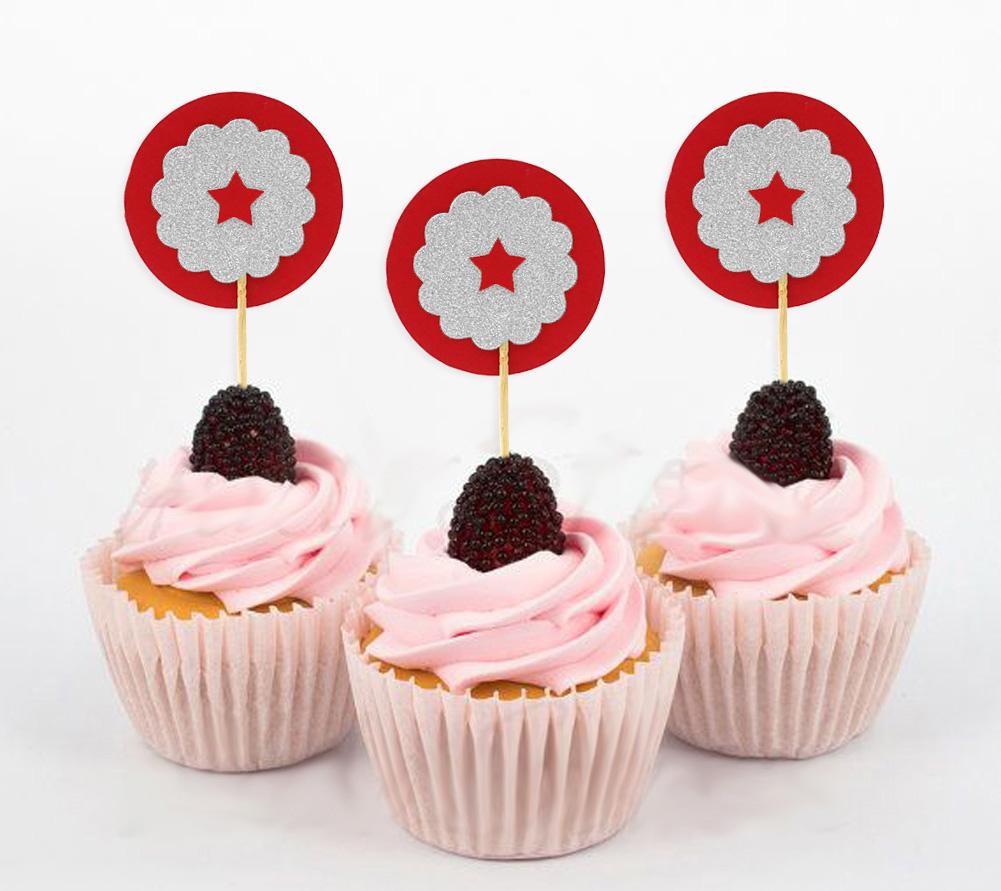 Darling Souvenir | Toppers de cupcake em formato de estrela com glitter | Decorações de sobremesa para festa de chá de bebê e casamento - Pacote de