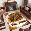 Lion Tiger Theme Crystal Velvet Rug Personalized Custom Name Text Soft Floor Mat Home Decor