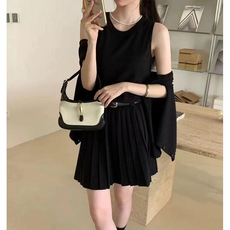 Thirteen rows of sweaters two-piece set autumn and winter new casual waist sleeveless vest skirt knitted cardigan women's suit