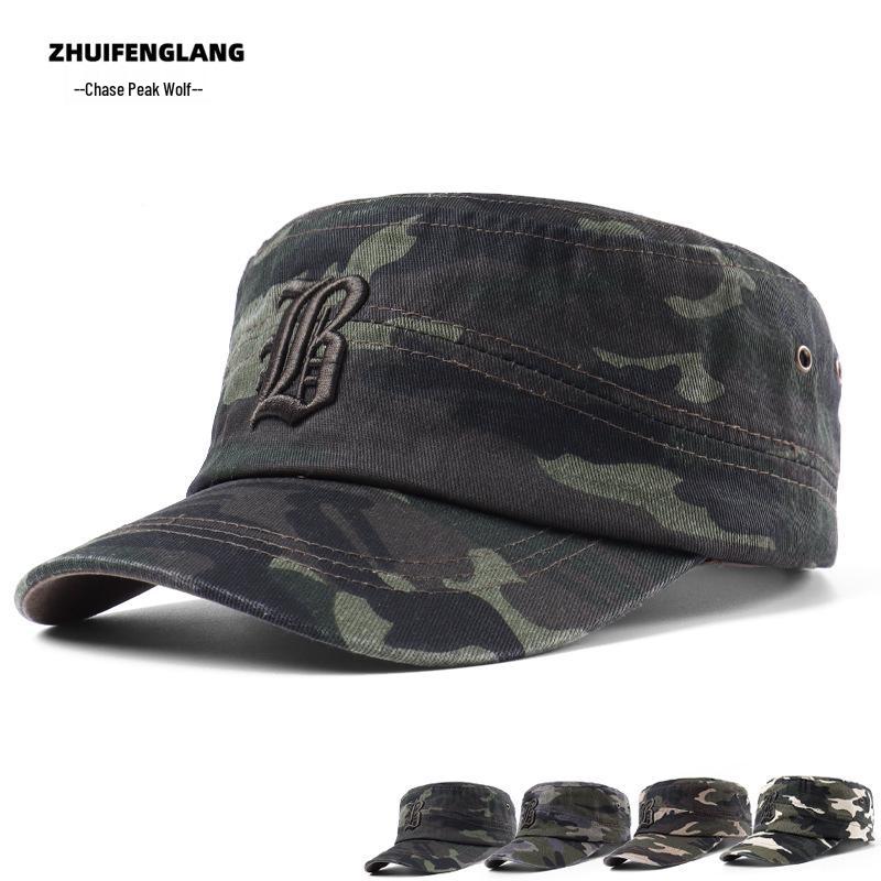 Men's Large Washed Cotton Military-Style Soft Top Duckbill Sun Hat