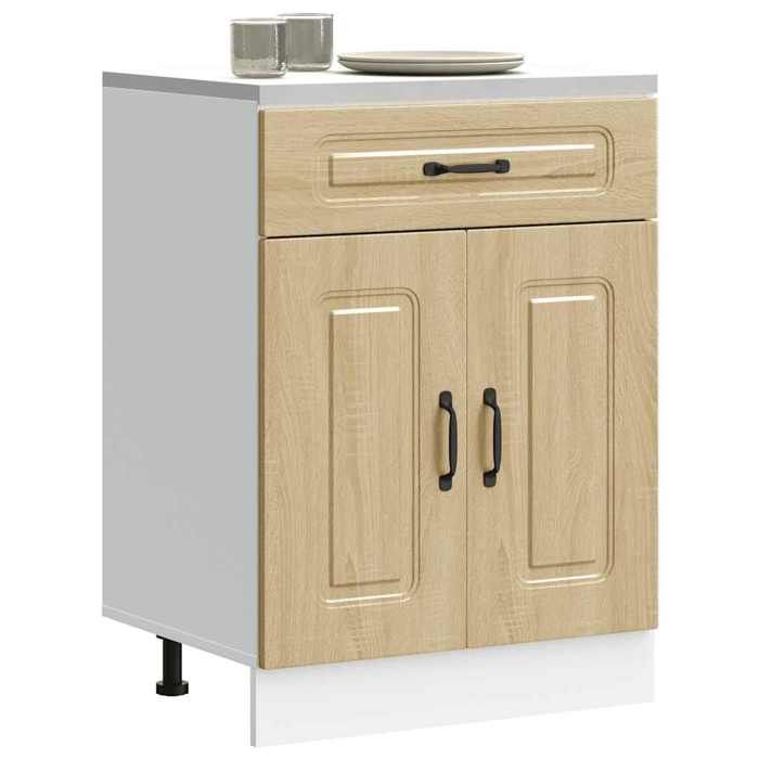 VidaXL Kitchen Cabinet Kalmar Sonoma Oak Engineered Wood, Base Cabinet for Sink, Base Kitchen Cabinet with Drawer, 853490