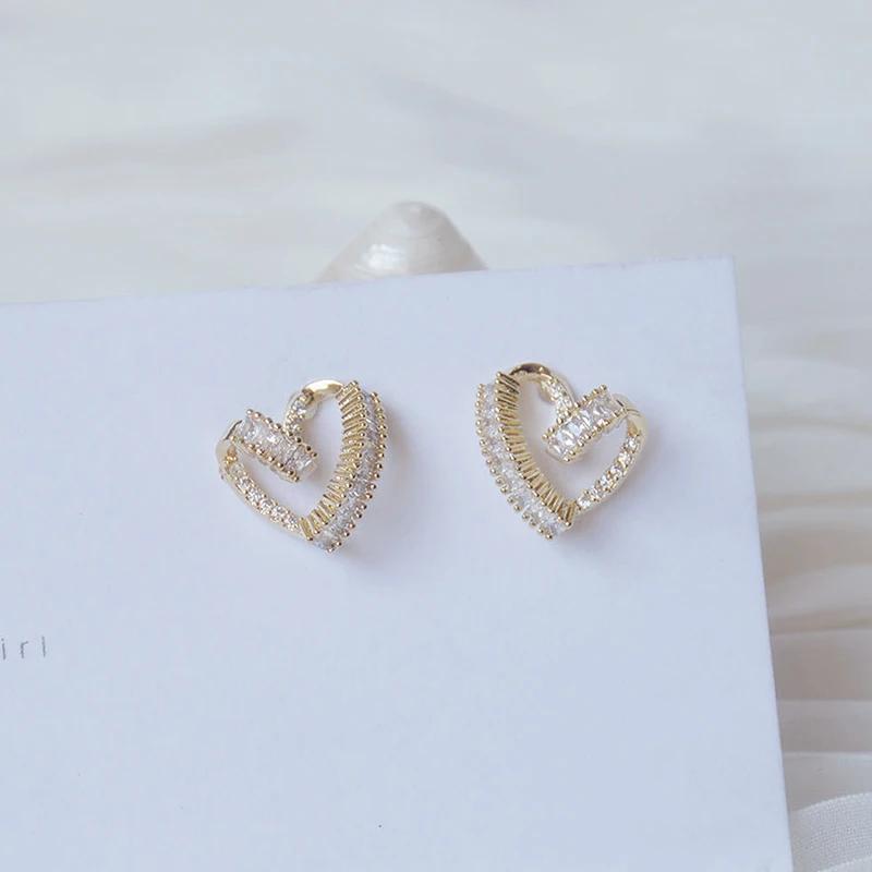 Korea Hot Fashion Zircon Copper Inlaid AAA Zircon Earrings Elegant Love Women's Wedding Party Earrings