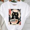 Women Summer T Shirt Kitty Retro Fashion Short Sleeve Tees Casual   Printed  Tops